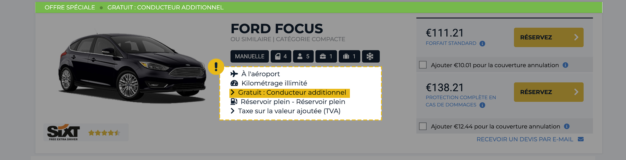 Offres conducteur additionnel gratuit